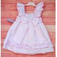 Babiné Verano Vestido niña Blanco con Lazo Rosa