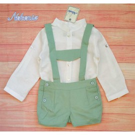 Nekenia Summer Baby Boy Cremony White and Green Set