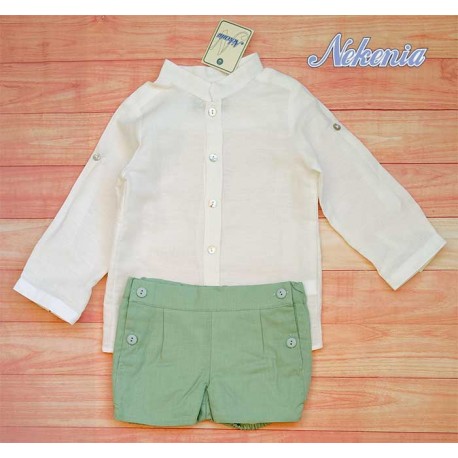 Nekenia Summer Boy Cremony White and Green Set