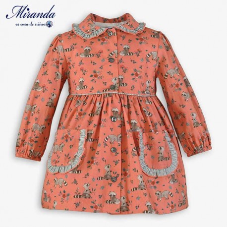 Miranda Invierno Vestido niña Coral Mapaches