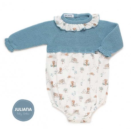 Juliana Winter Baby Boy Blue Romper Trazos