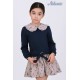 Nekenia Invierno Vestido niña Marino Falda Estampada