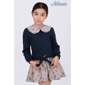 Nekenia Winter Girl Navy Dress Printed Skirt