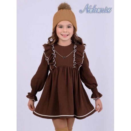 Nekenia Invierno Vestido niña Bambula Marrón