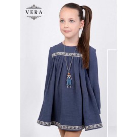 Vera Winter Girl Crinkled Blue Dress