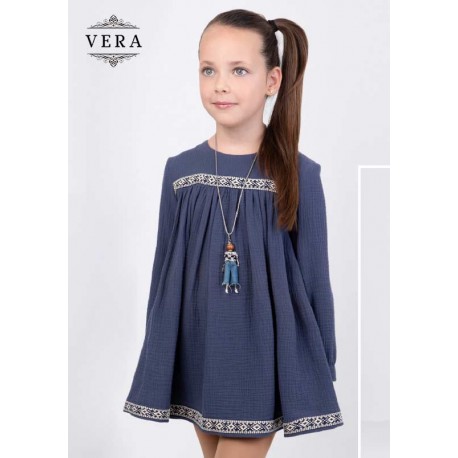 Vera Invierno Vestido niña Bambula Azul