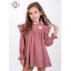 Vera Winter Girl Pink Corduroy Dress Ruffles on Shoulders