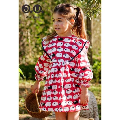 José Varón Invierno Vestido niña Fucsia Ovejas