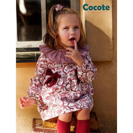 Cocote Winter Baby Girl Dress Toile de Jouy