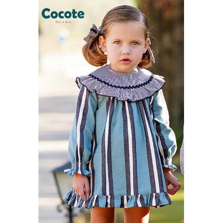 Cocote Invierno Vestido bebé niña Rayas Azules