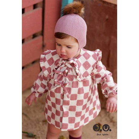 José Varón Invierno Vestido bebé niña Damero Rosette