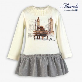 Miranda Invierno Vestido niña Crudo Tul Gris
