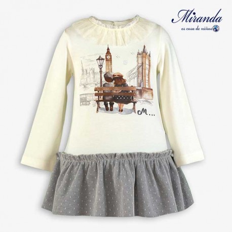 Miranda Invierno Vestido niña Crudo Tul Gris