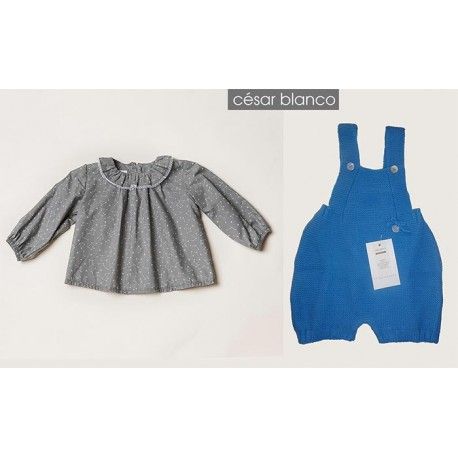 César Blanco Invierno Conjunto Peto bebé niño Stars Azulón