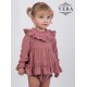 Vera Winter Baby Girl Pink Corduroy Set Shirred Collar