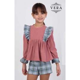 Vera Winter Girl Pink Corduroy Set Squares