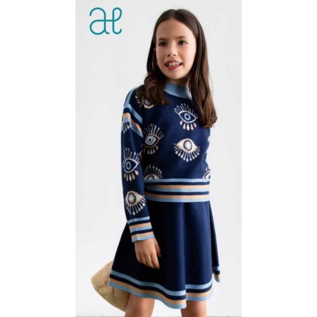 Abel & Lula Invierno Conjunto niña Tricot Ojos