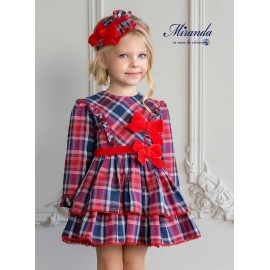 Miranda Invierno Vestido niña Cuadros Doble Lazo