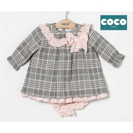 Coco Acqua Invierno Vestido bebé niña Cuadros Lazo Rosa