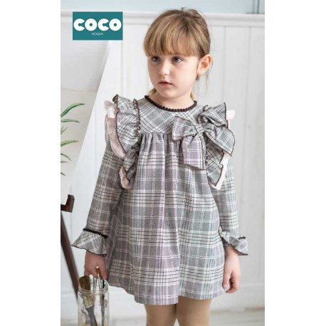 Coco Acqua Invierno Vestido niña Cuadros con Lazo