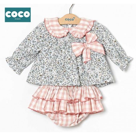 Coco Acqua Invierno Conjunto bebé niña Liberty Cuadros Rosas