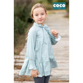 Coco Acqua Invierno Vestido niña Verde Agua Rombitos