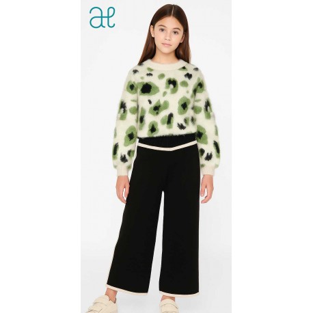 Abel & Lula Invierno Conjunto niña Leopardo Pantalón Negro