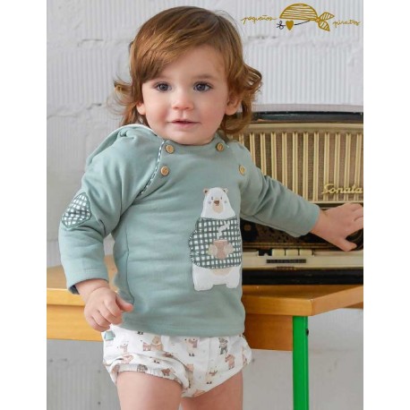 Pequeños Piratas Invierno Conjunto bebé niño Verde Oso