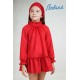 Babine Winter Girl Suede Red Dress with Ruffle