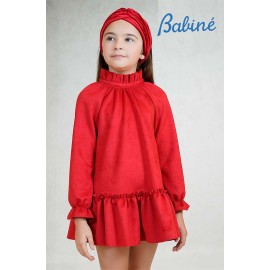 Babiné Invierno Vestido niña Antelina Rojo con Volante