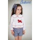 Babiné Invierno Conjunto niña Blanco y Denim Rayas