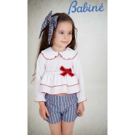Babine Winter Girl White and Blue Denim Stripped Set