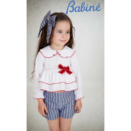 Babine Winter Girl White and Blue Denim Stripped Set