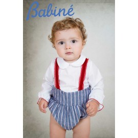 Babiné Invierno Conjunto bebé niño Blanco y Denim Rayas