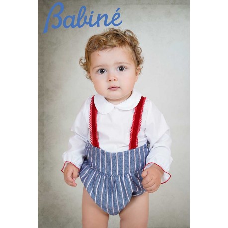Babiné Invierno Conjunto bebé niño Blanco y Denim Rayas