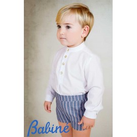 Babine Winter Boy White and Blue Denim Stripped Set