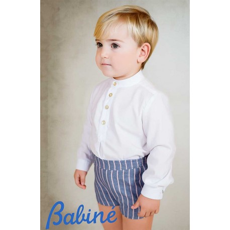 Babine Winter Boy White and Blue Denim Stripped Set