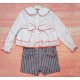 Babiné Invierno Conjunto niña Blanco y Denim Rayas