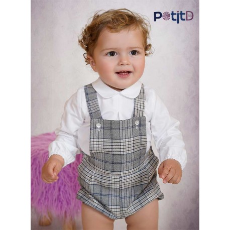 Petit DBB Invierno Conjunto bebé niño Blanco Peto Cuadros