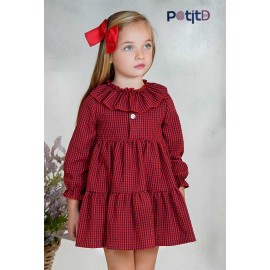Petit DBB Winter Girl Navy and Red Squared Dress