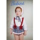 Babiné Invierno Conjunto bebé niña Blanco y Denim Rayas