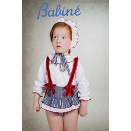 Babiné Invierno Conjunto bebé niña Blanco y Denim Rayas