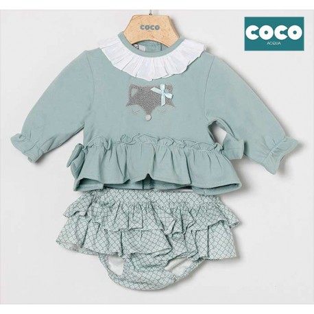 Coco Acqua Invierno Conjunto bebé niña Verde Agua Rombitos