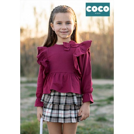 Coco Acqua Invierno Conjunto niña Vino y Cuadros