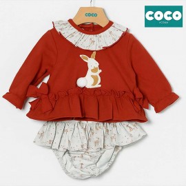 Coco Acqua Winter Baby Girl Brown Set Rabbit