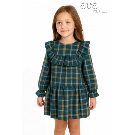 Eve Children Winter Girl Dress Blue Duck Squares