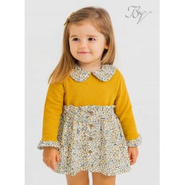 Blanca Valiente Winter Girl Combined Ocher Dress Flowers