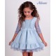Nekenia Verano Vestido niña Ceremonia Azul Apliques Bordados