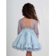 Nekenia Verano Vestido niña Ceremonia Azul Apliques Bordados