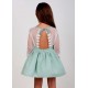 Nekenia Verano Vestido niña Ceremonia Lino Verde Encaje Pecho